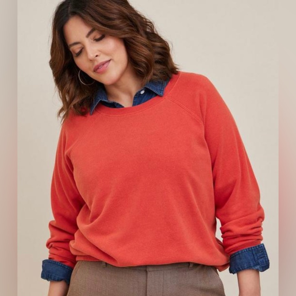 New Torrid Cozy Crewneck Red Fleece Sweatshirt